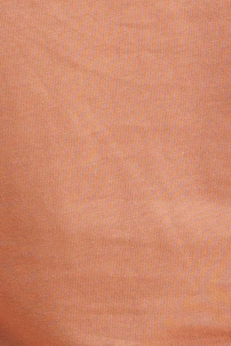 Orange V Neck T-Shirt Cotton Regular Fit Cotton