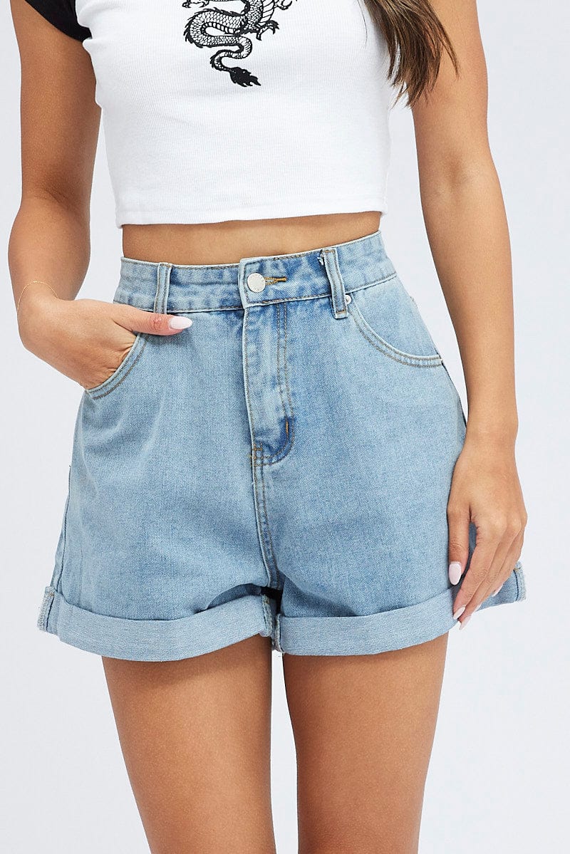 Denim Mom Shorts High Rise