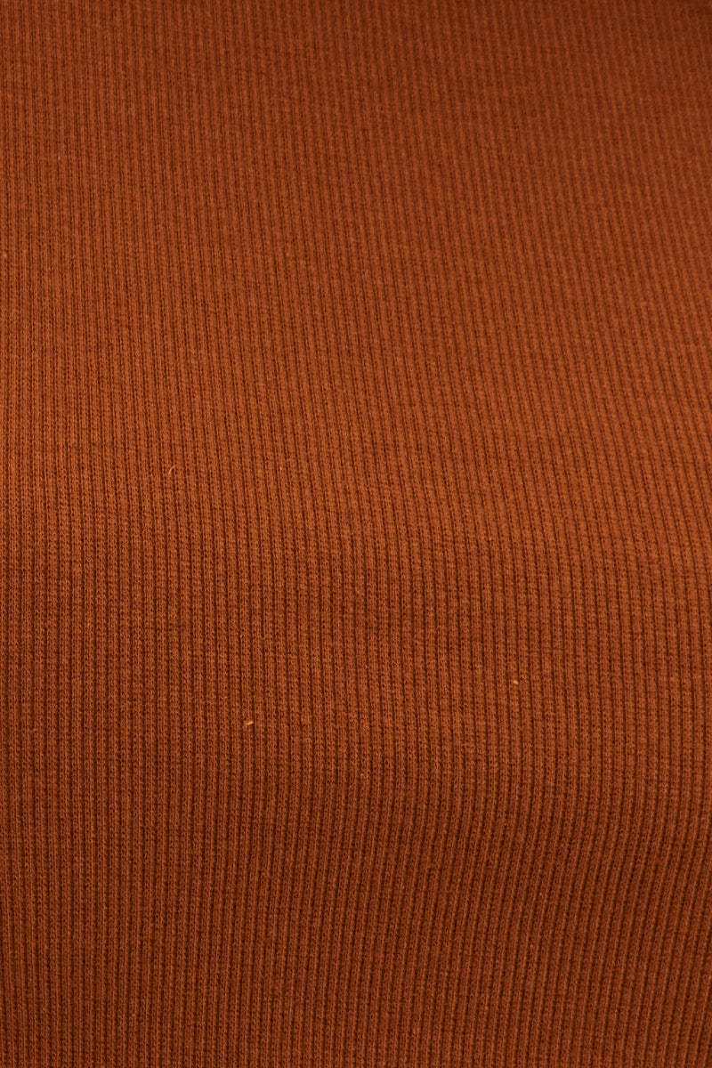 Brown Tank Top Sleeveless Crew Neck