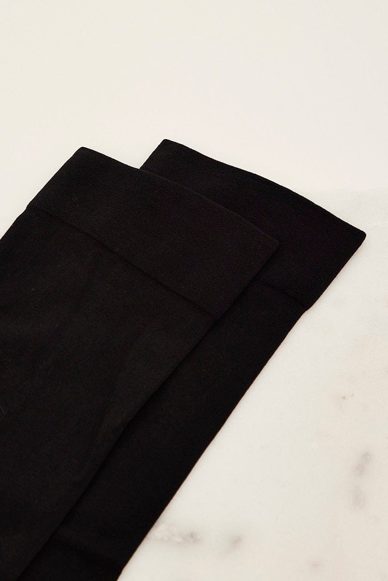Black Solid Over The Knee Socks