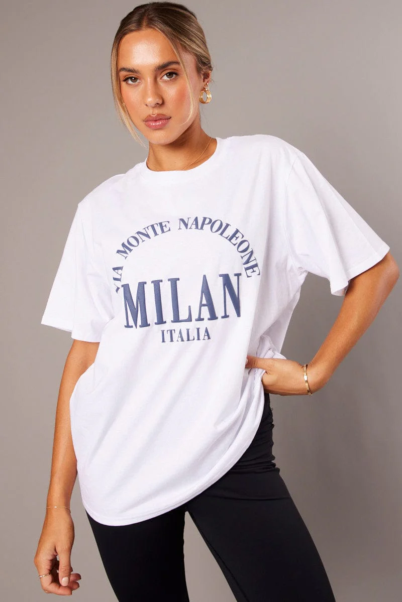 White Graphic Tee Short Sleeve