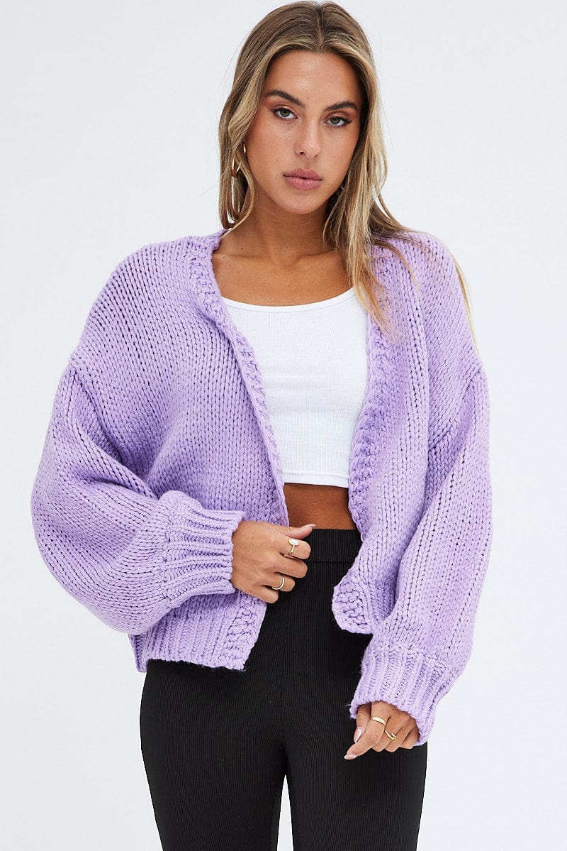 Purple Oversized Cardigan