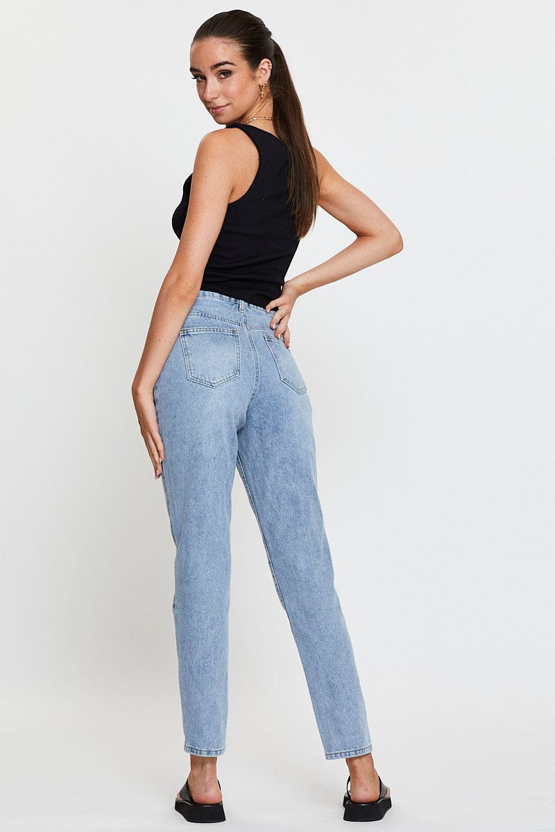 Blue High Rise Mom Jeans