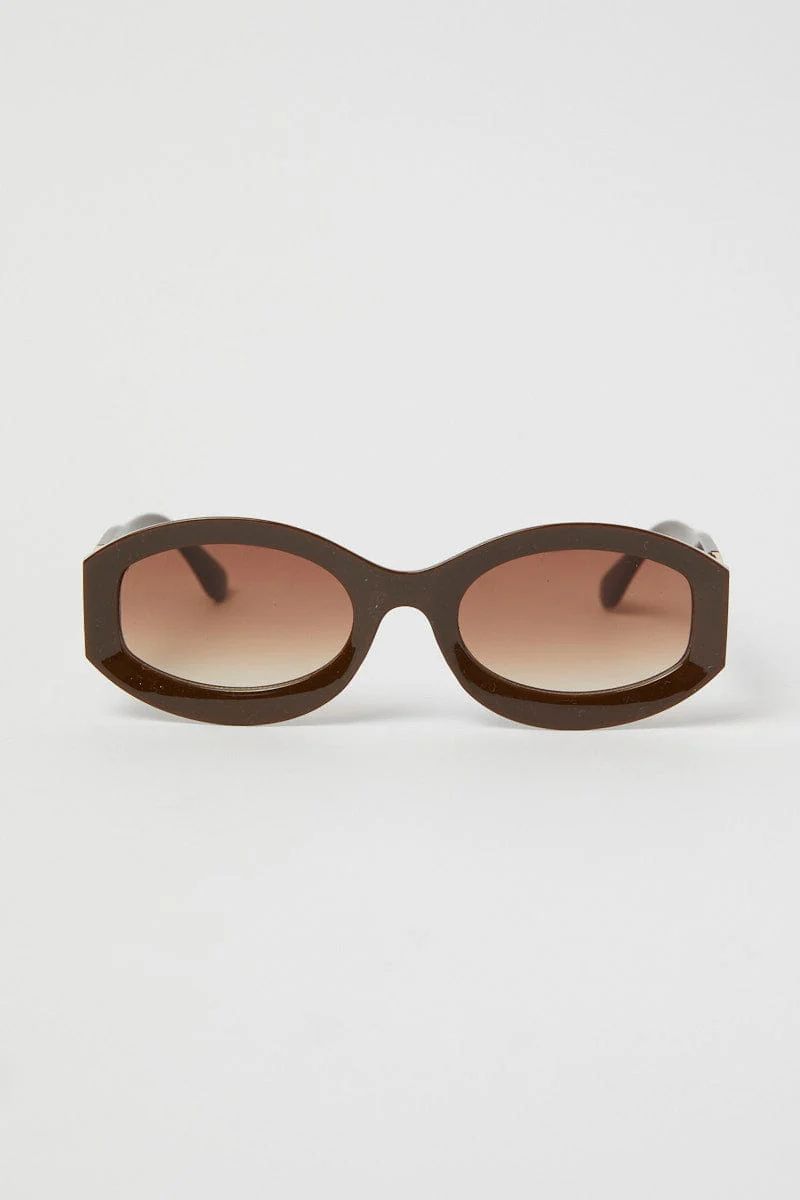 Brown Fashion Sunglasses Gold Hardwear Detail