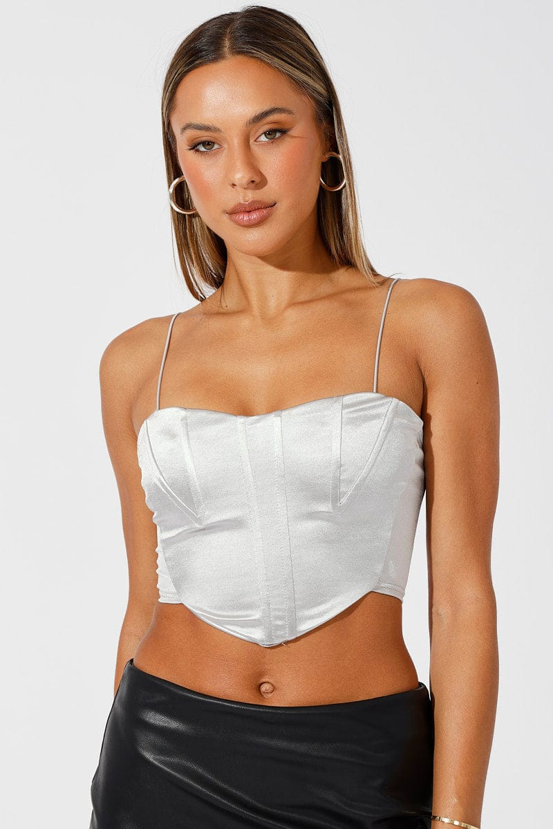 Metallic Corset Crop Top Straps