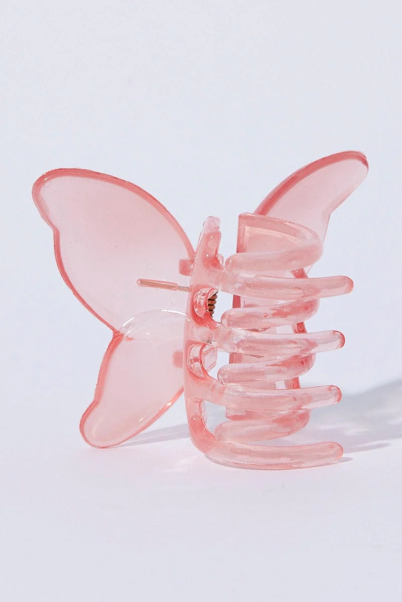 Pink Butterfly Claw Clip