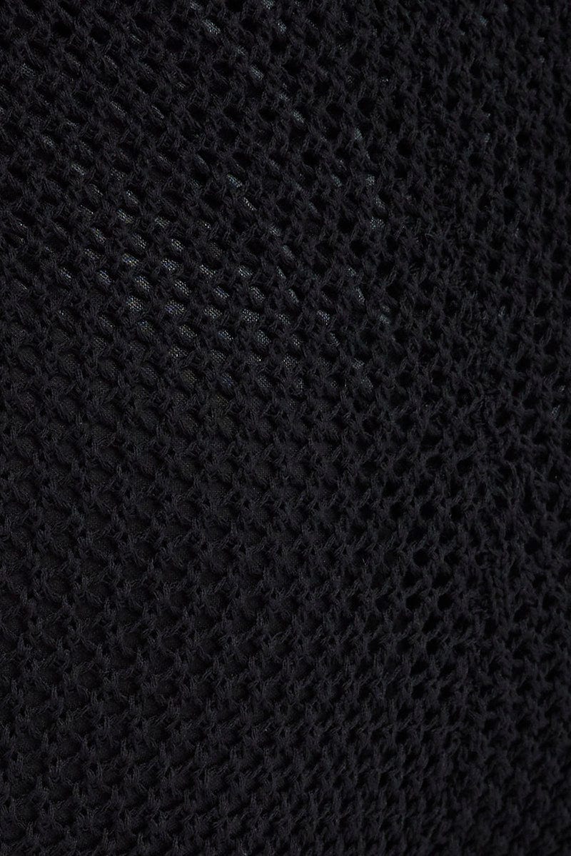 Black Knit Pants Wide Leg Crochet