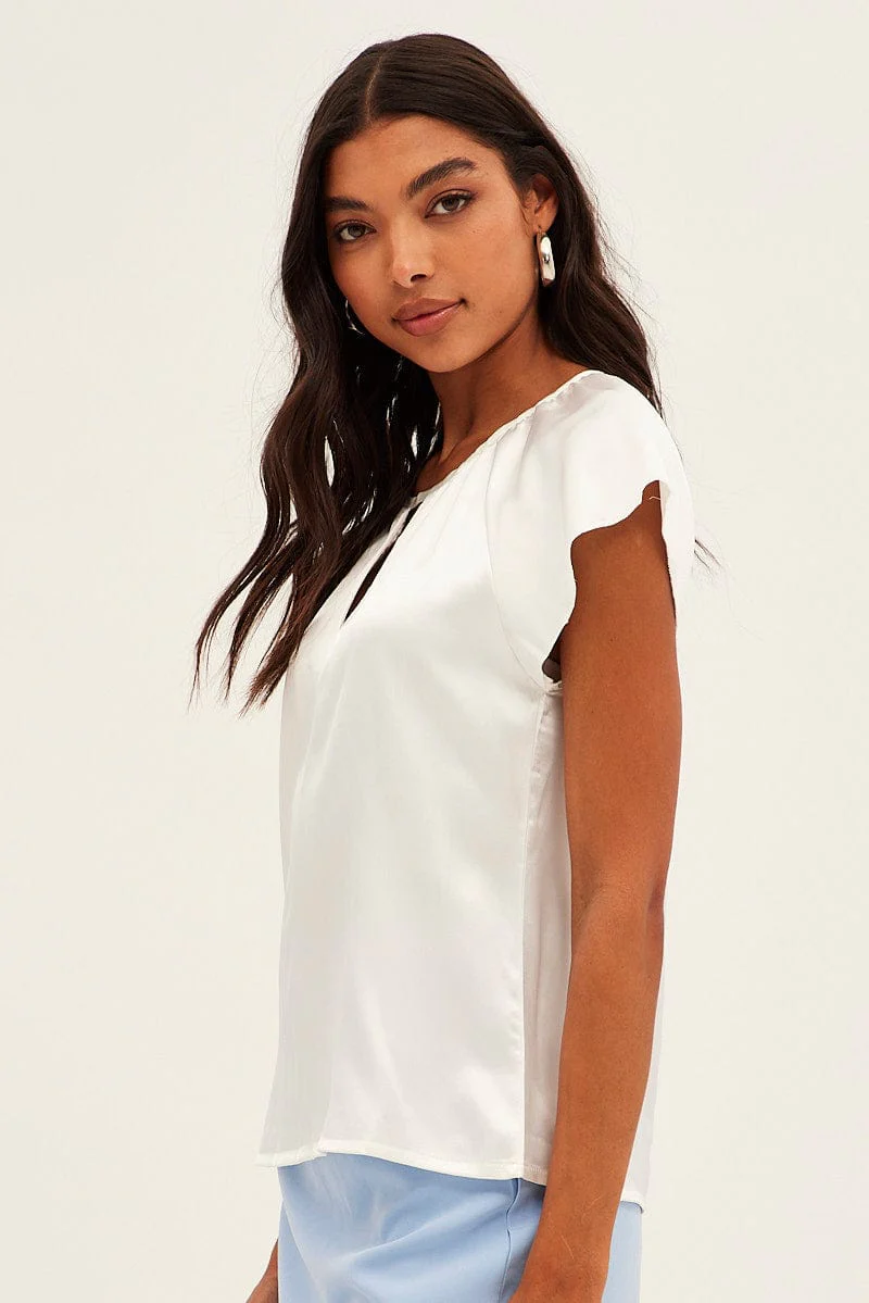 White Workwear Bell Sleeve Top