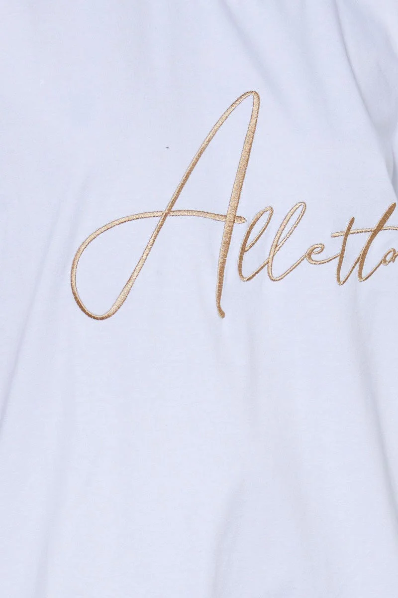 White Graphic T Shirt Short Sleeve Oversized Crew Neck