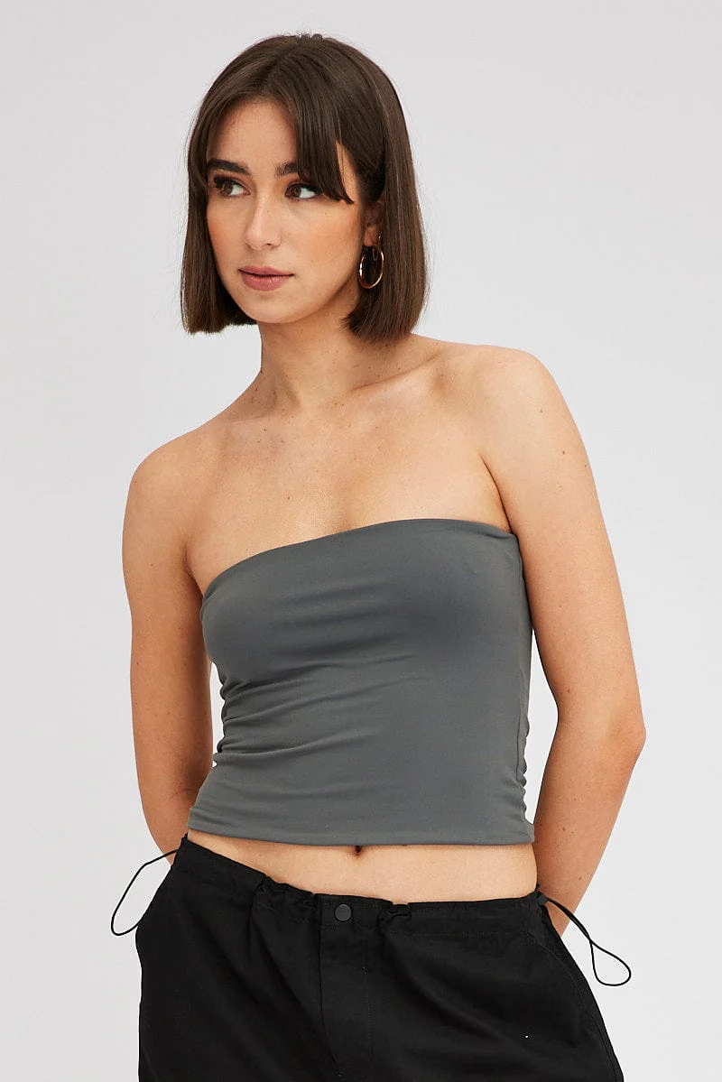 Grey Supersoft Bandeau Top