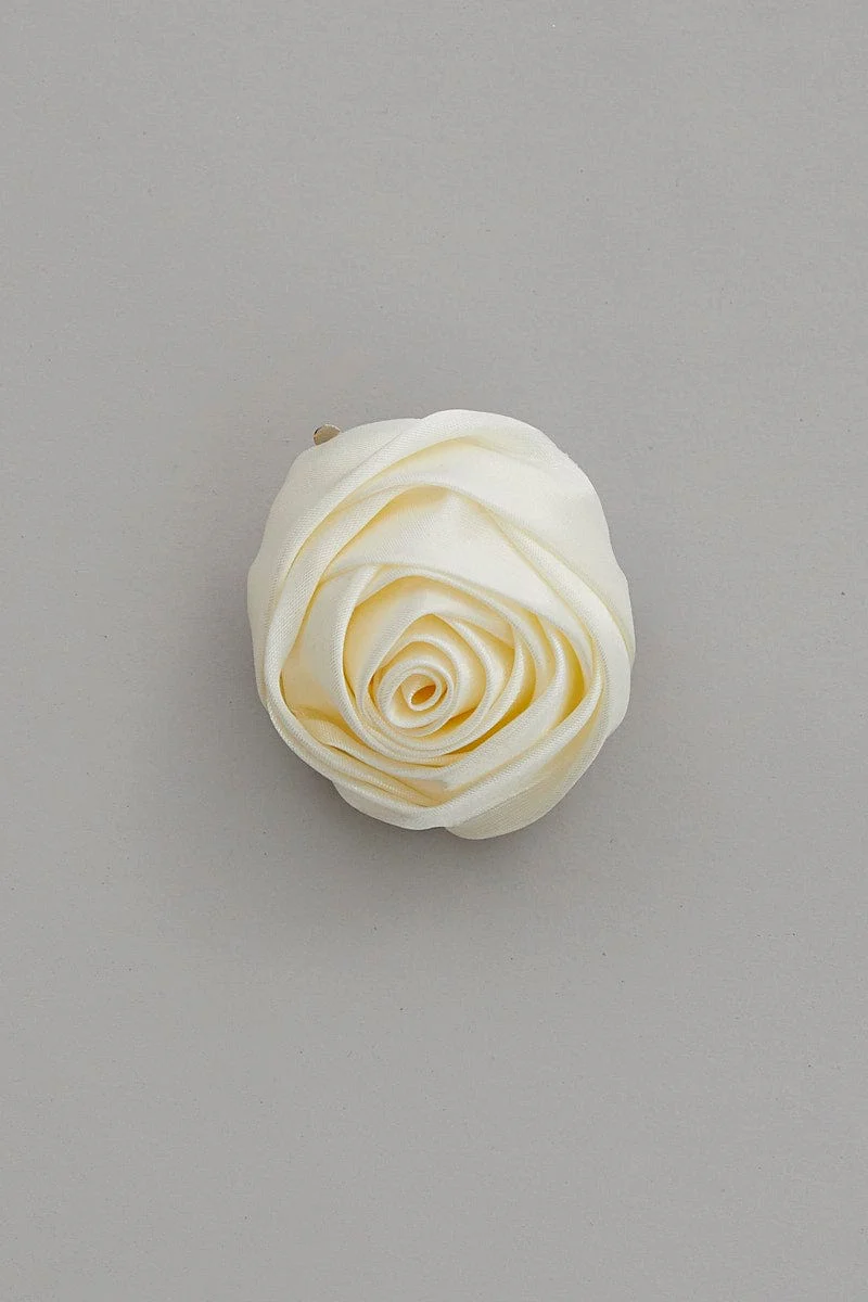 White Flower Corsage Rosette Pin On Brooch