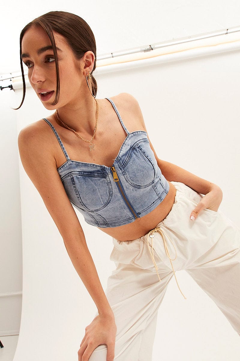 Blue Denim Corset Top