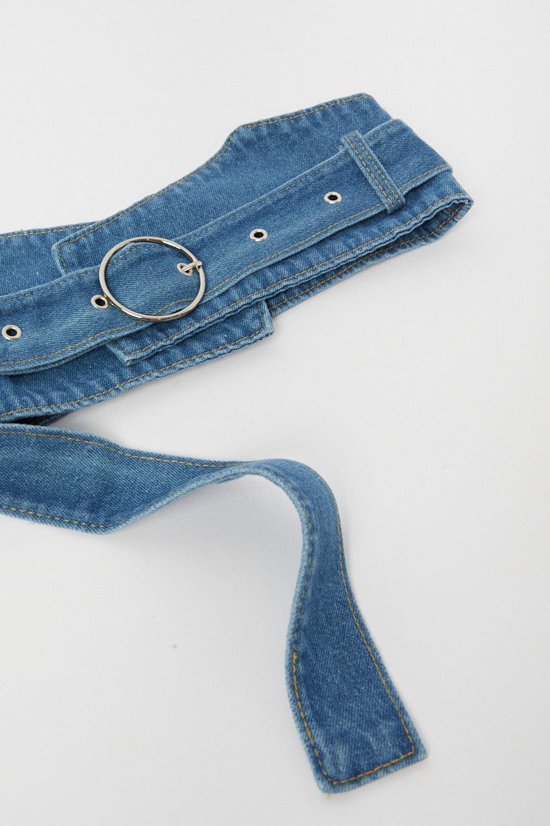 Blue Wide Corset Belt Waistband