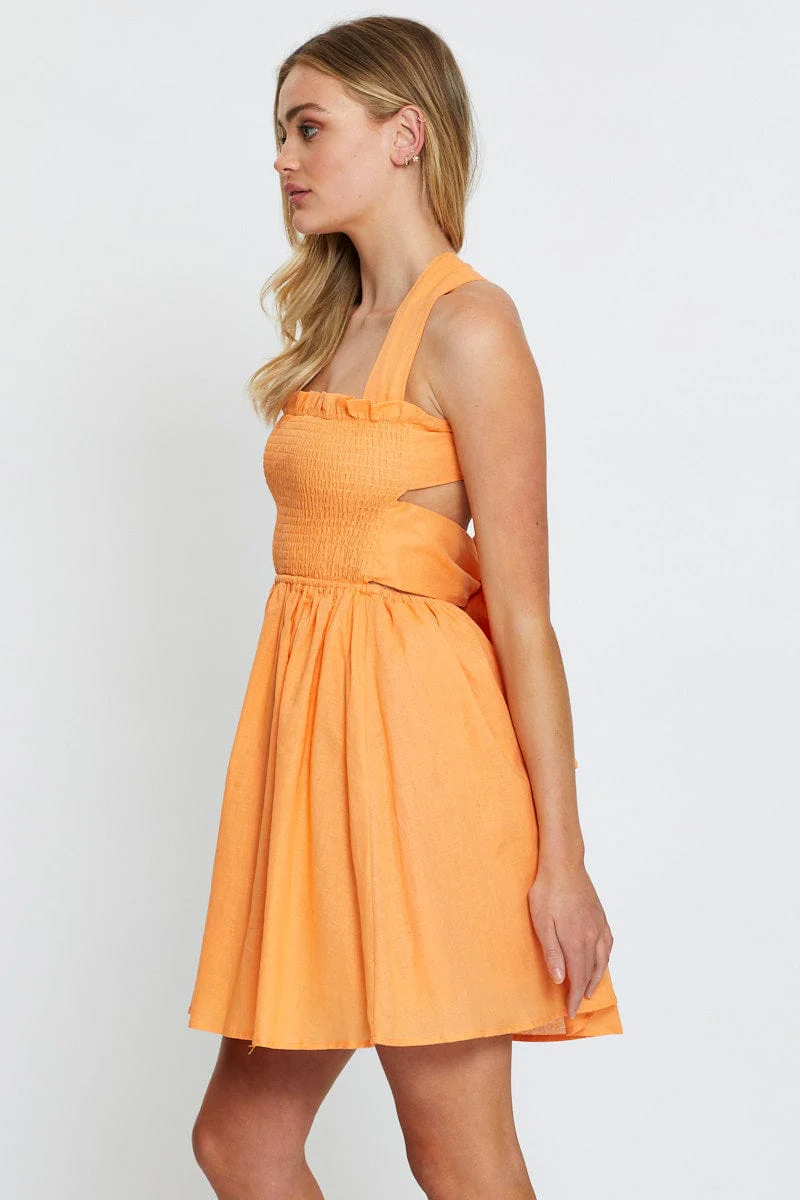 Orange Mini Dress Sleeveless