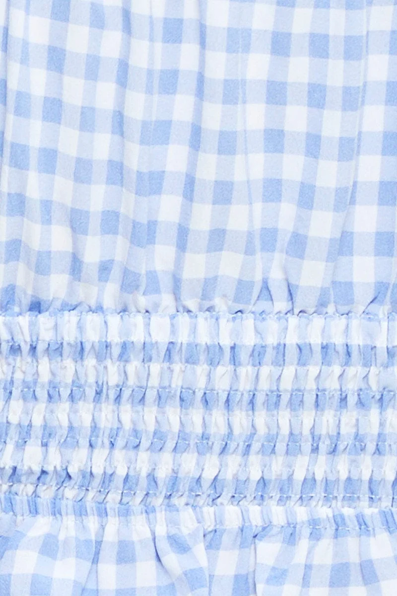 Check Crop Top Off Shoulder