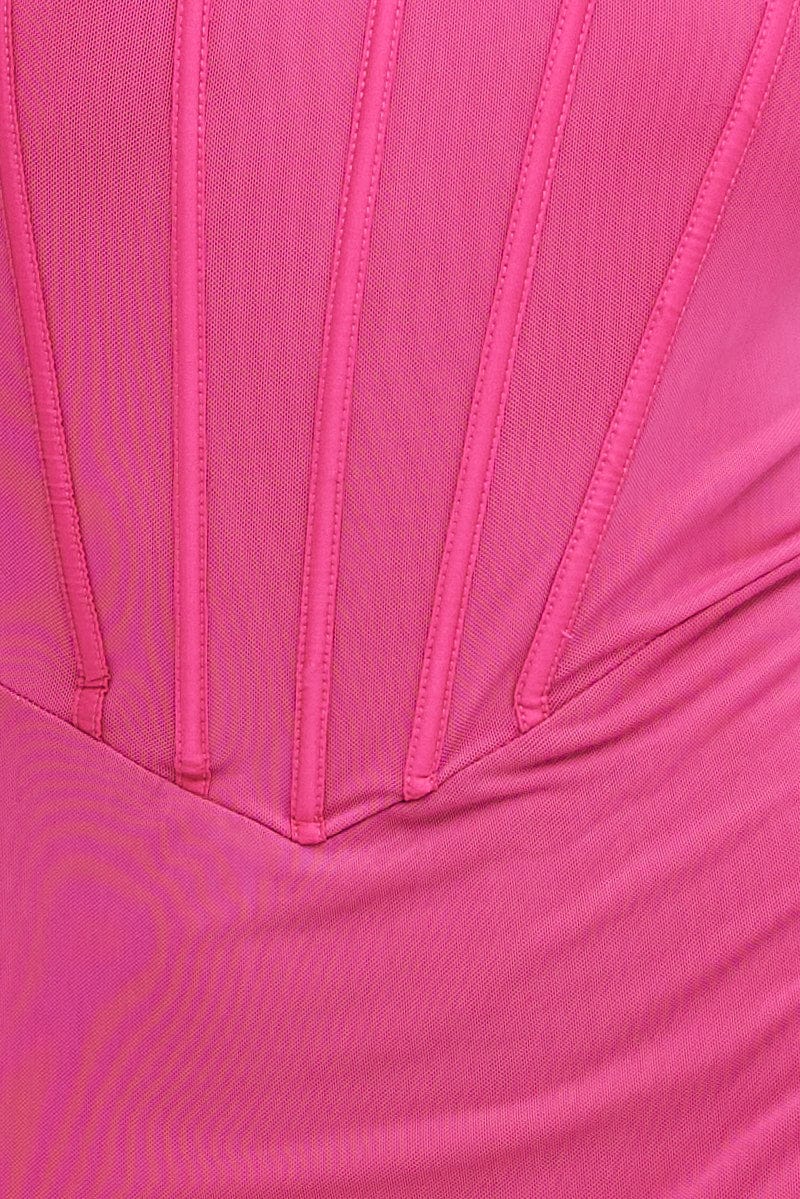 Pink Bodycon Dress Corset Detail Mini