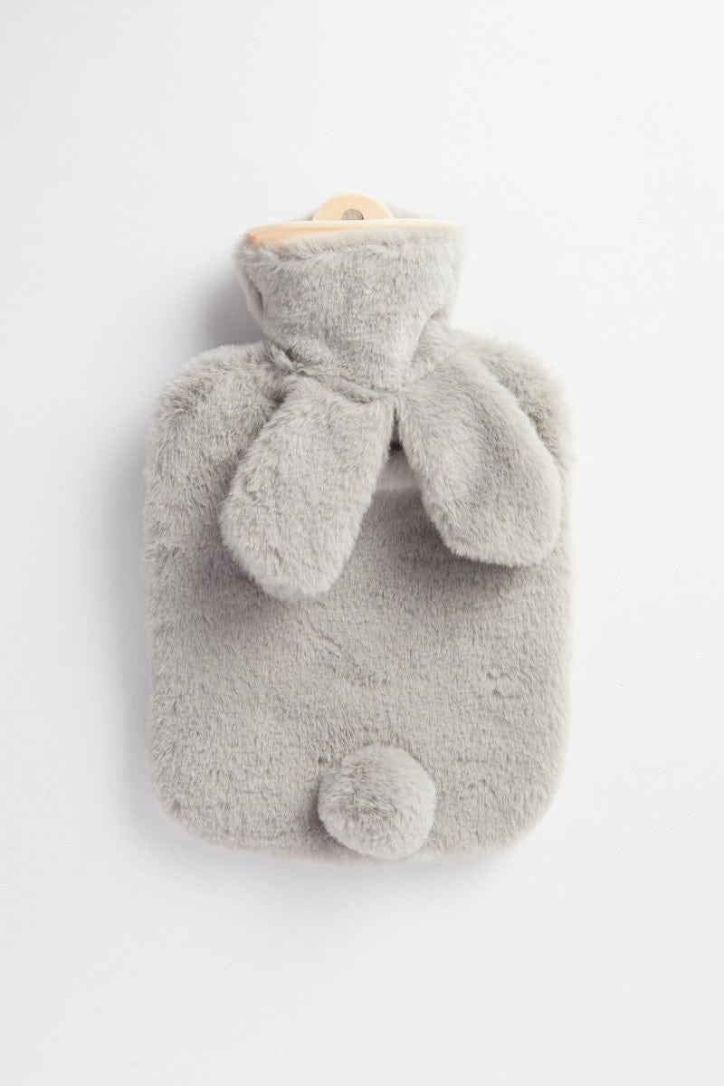 Grey Fluffy Hot Water Bottle