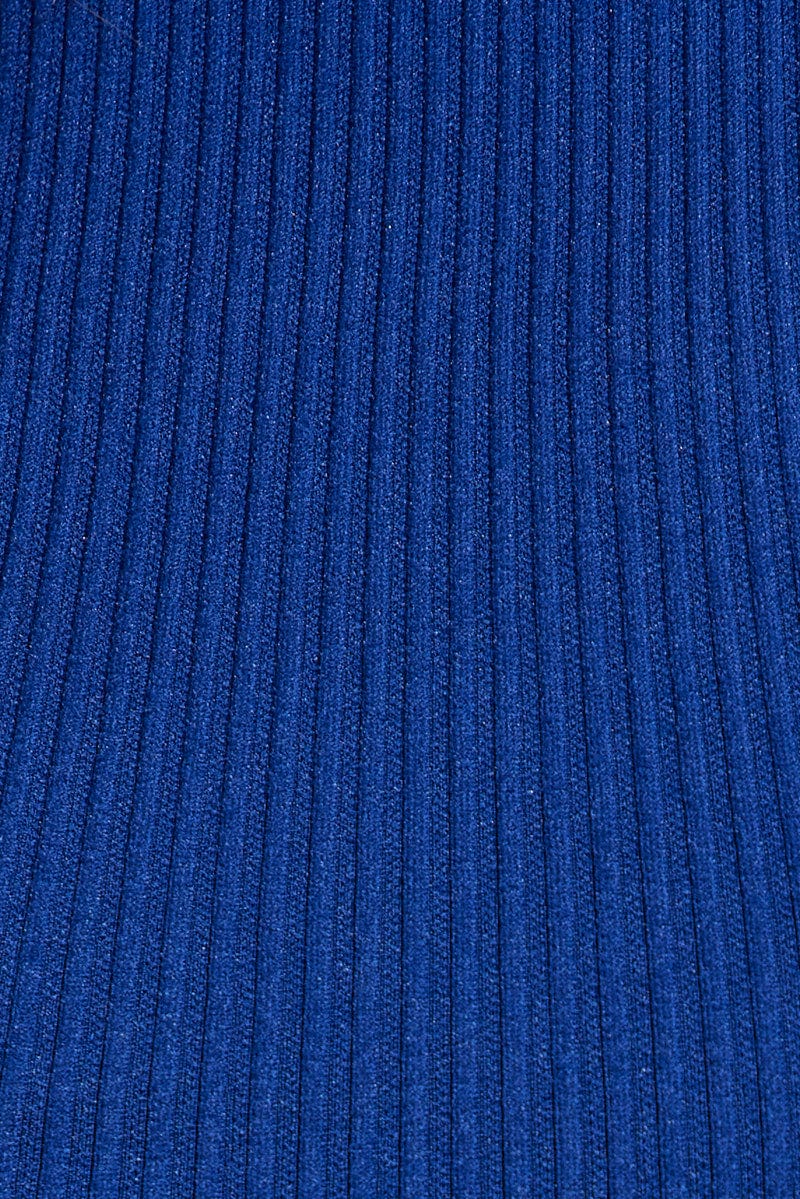 Blue Tank Top Crew Neck Seamless