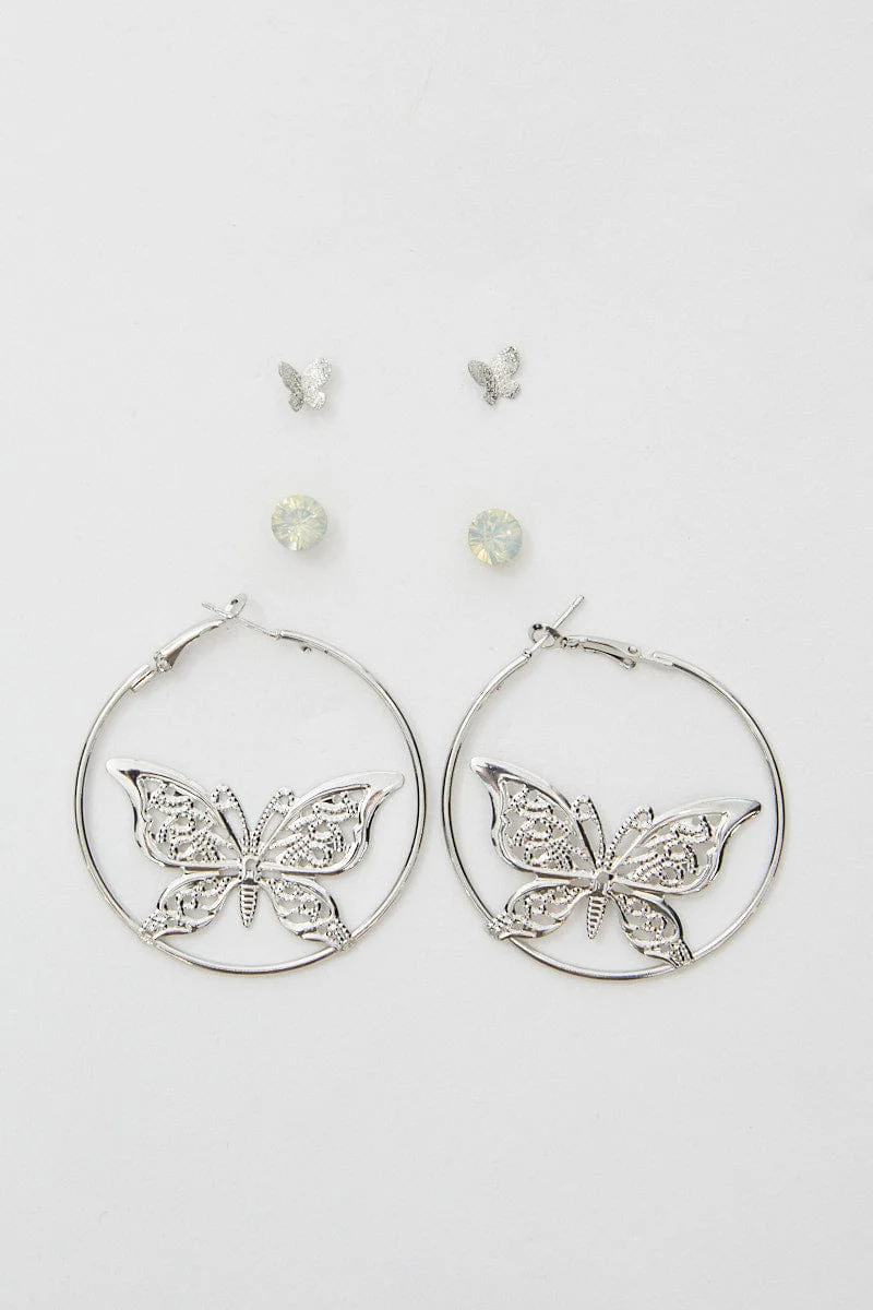 Silver 3 Pack Earrings