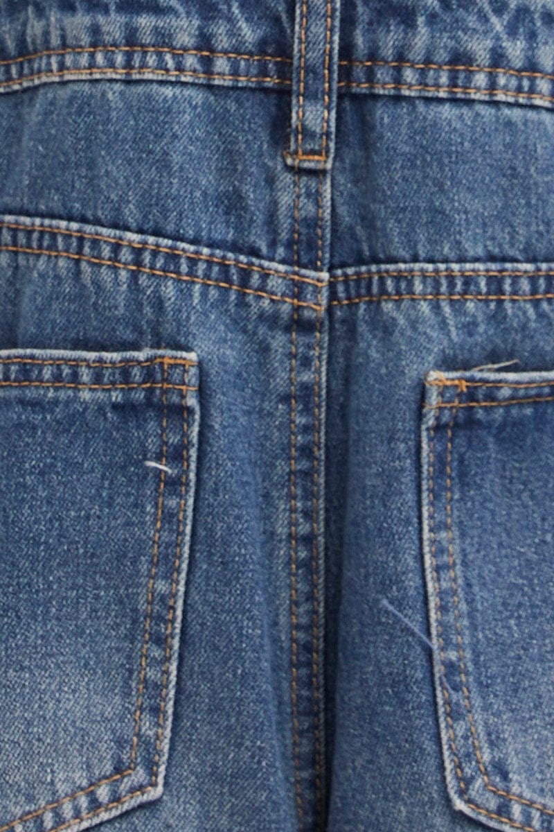 Blue Denim Overall Shorts