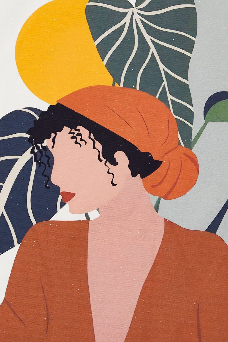 Print Girl And Palm Illustration Print A3 30Cm X 40Cm