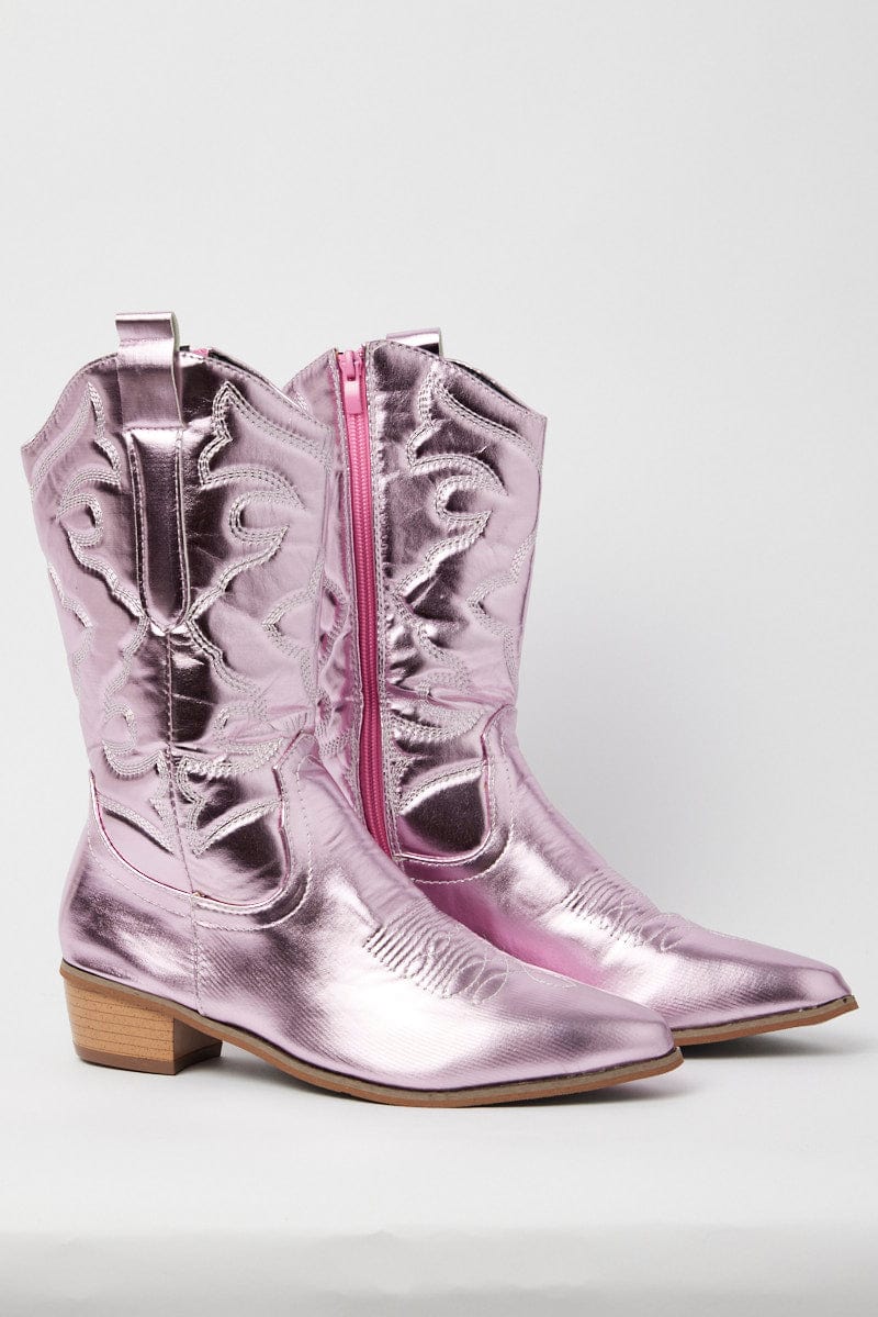 Pink Festival Cowboy Boots