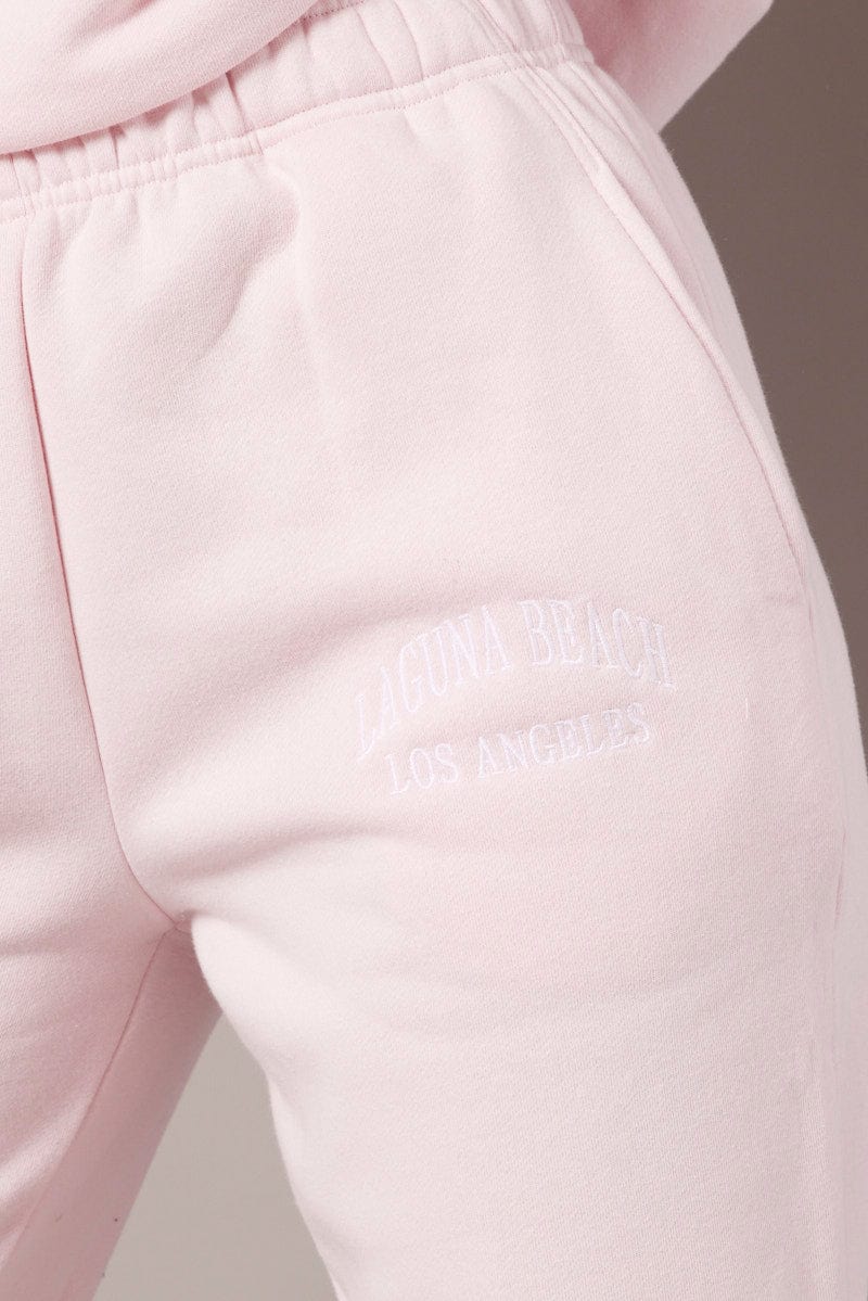 Pink Track Pants High Rise