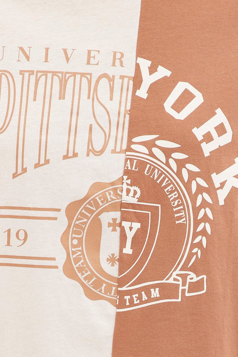 Multi Colour Graphic T-Shirt Collegiate Mash Up Short Sleeve