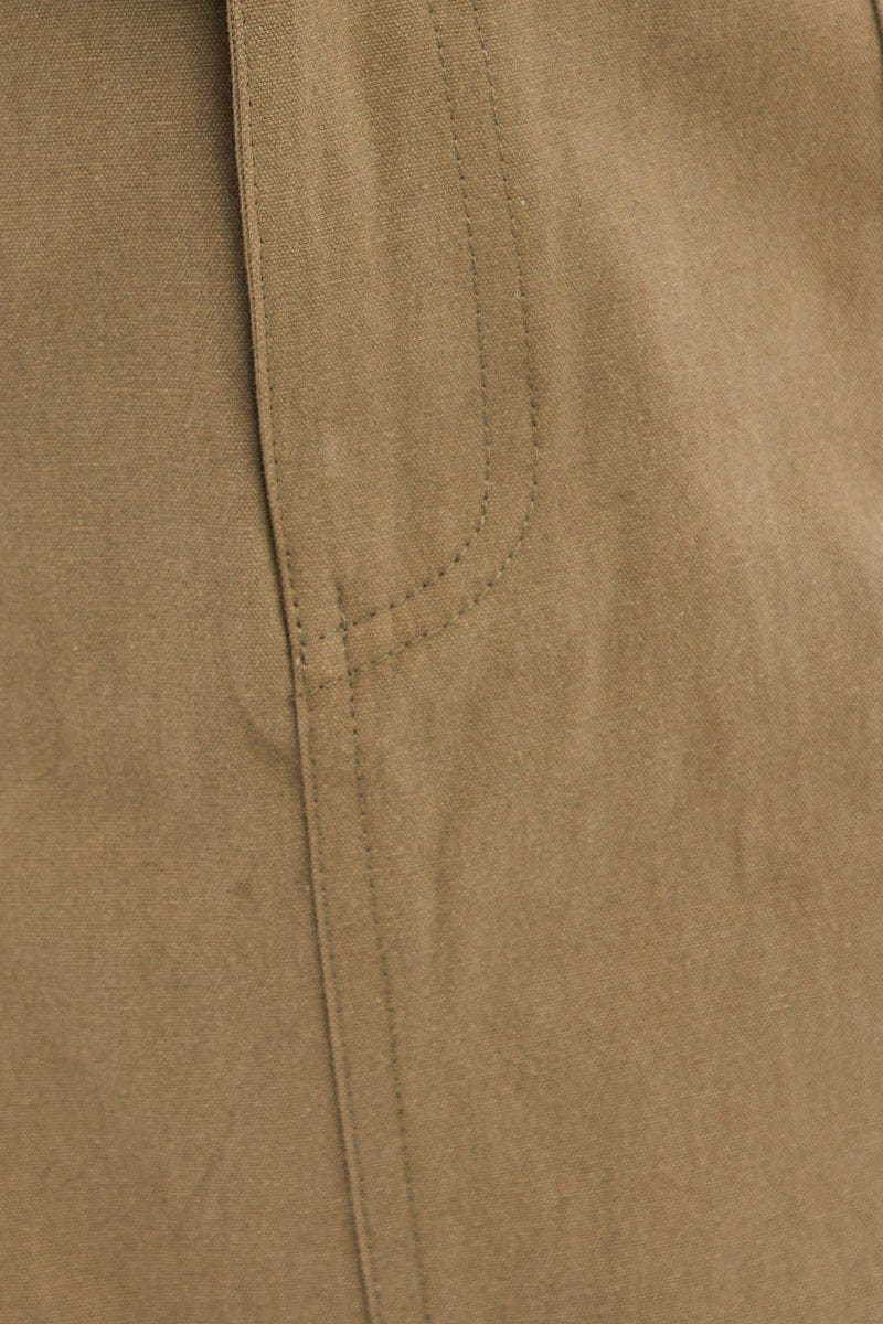 Green Cargo Skirt Mini Mid Rise