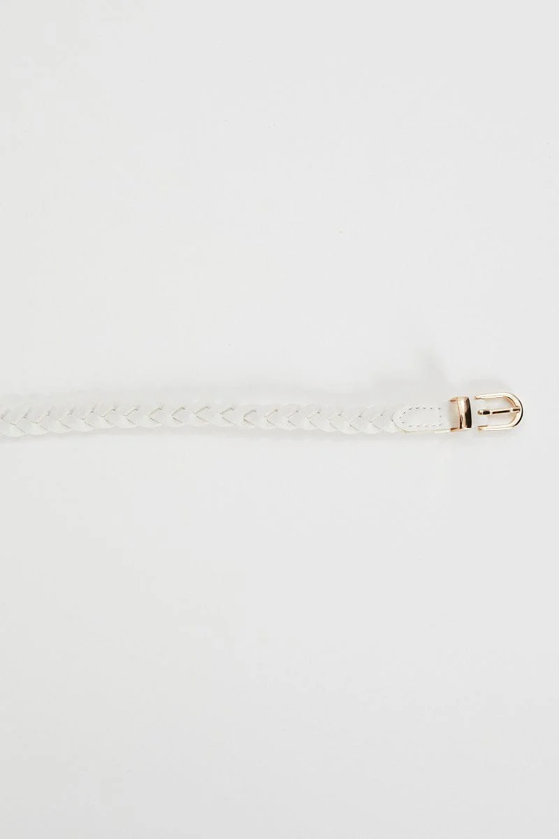 White Braid With Metal Tip Waist And Hip Belt