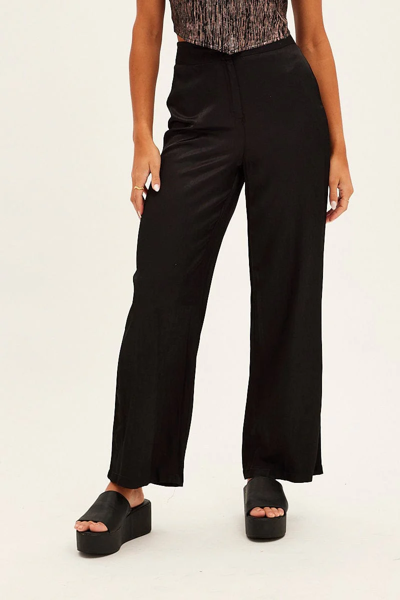 Black Wide Leg Pants High Rise
