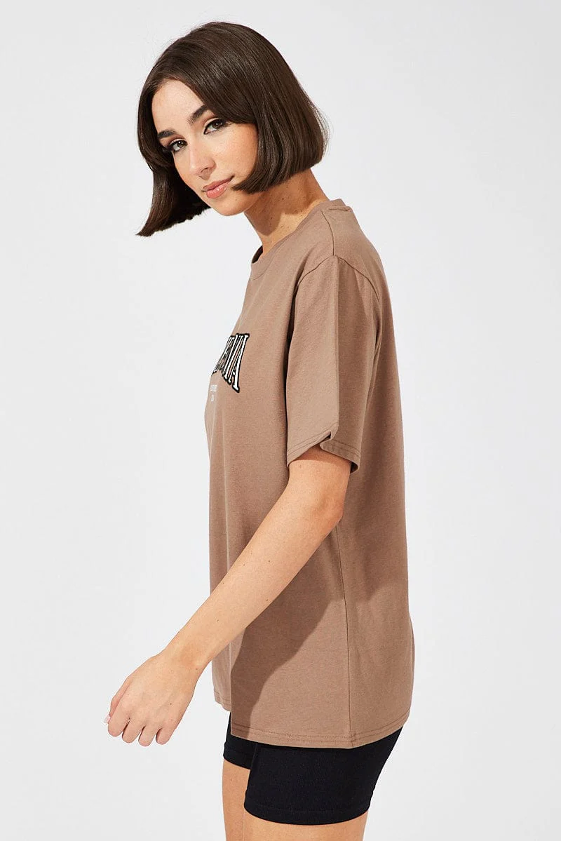Brown Graphic Tee Short Sleeve
