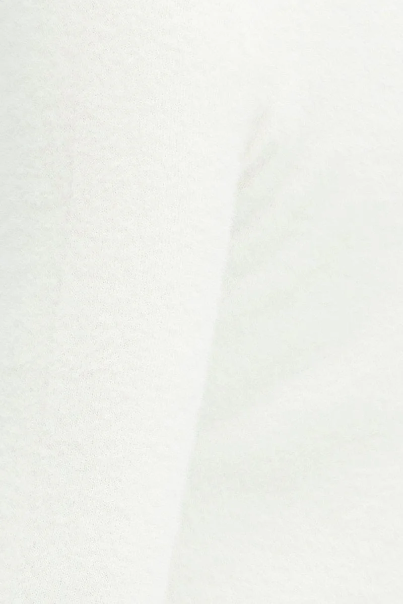 White Knit Top Long Sleeve Square Neck