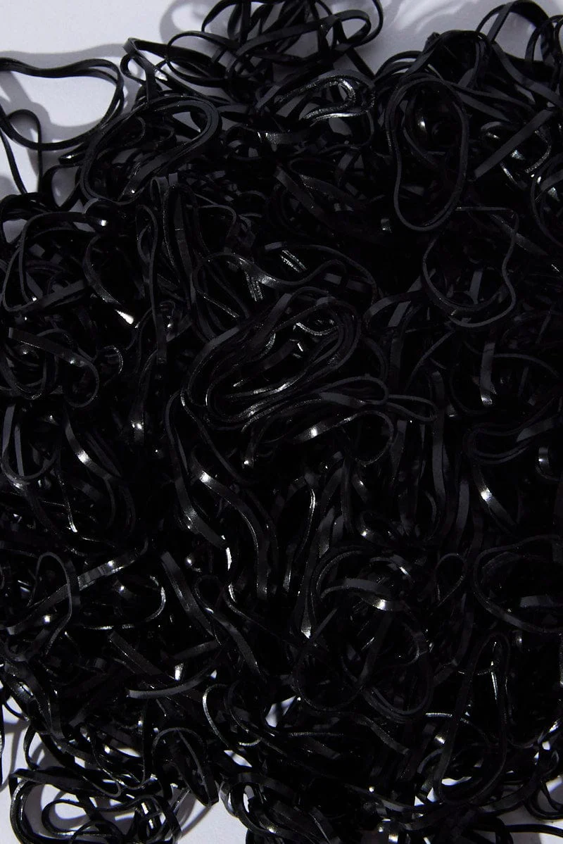 Black Mini Hair Elastics Rubber Bands