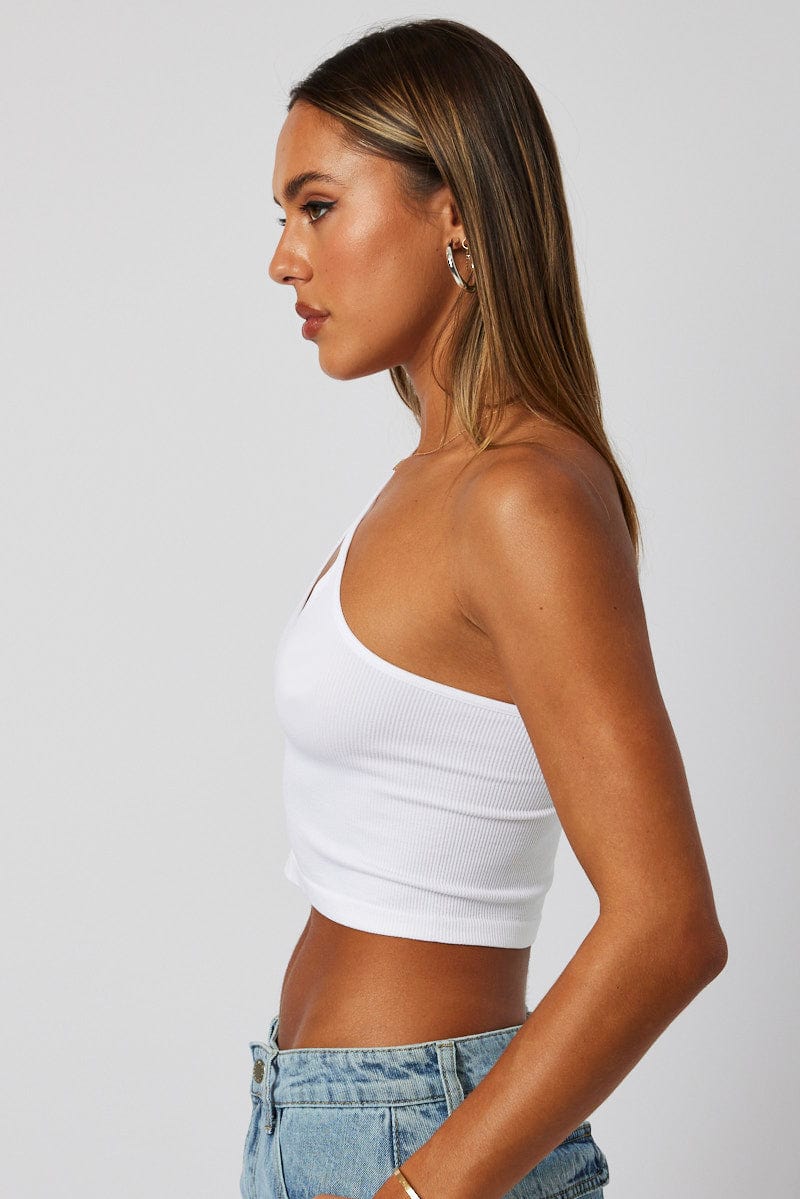 White Crop Top Singlet Seamless
