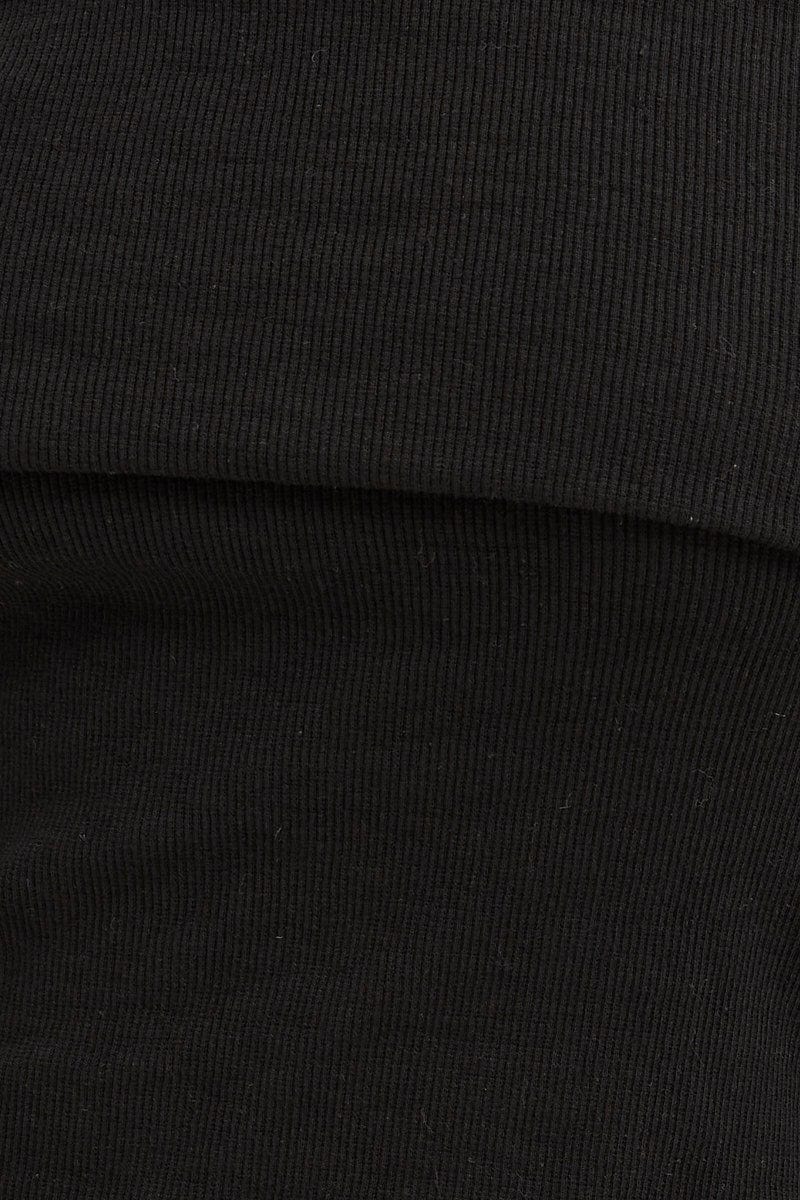 Black Asymmetric Top Long Sleeve