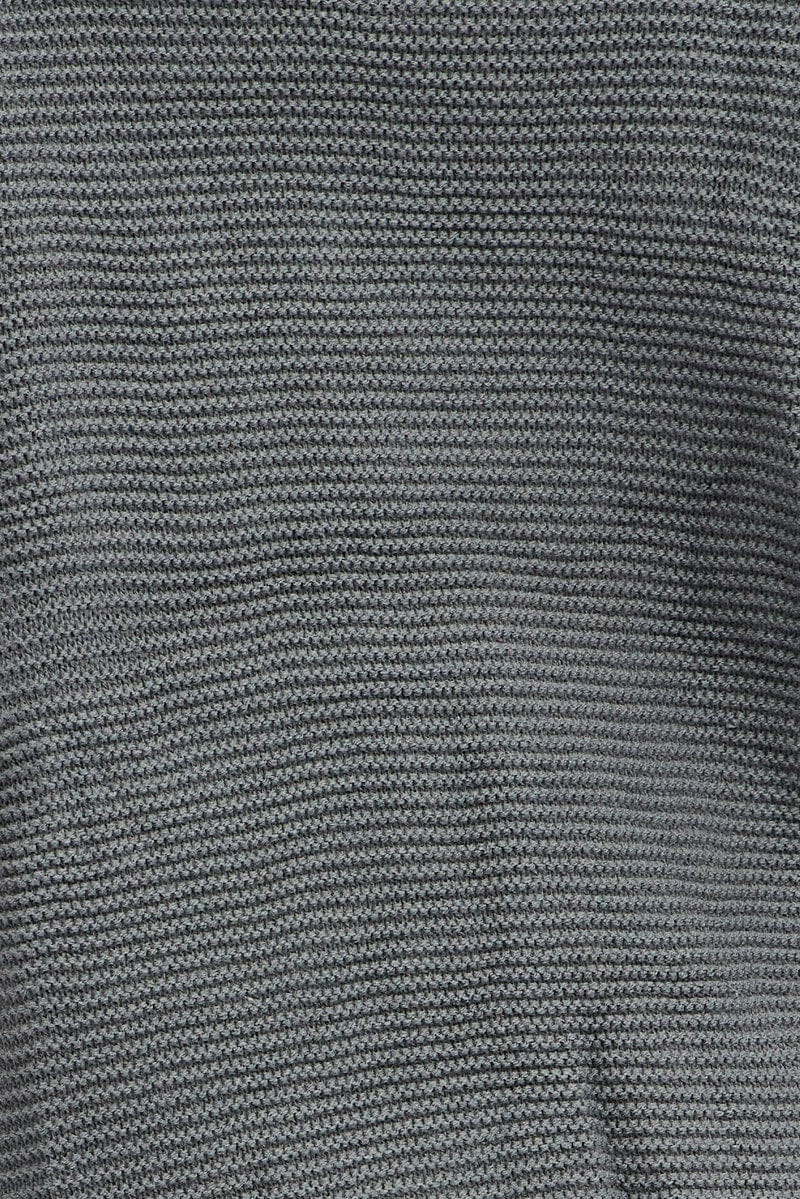 Grey Knit Top Long Sleeve Relaxed Turtleneck