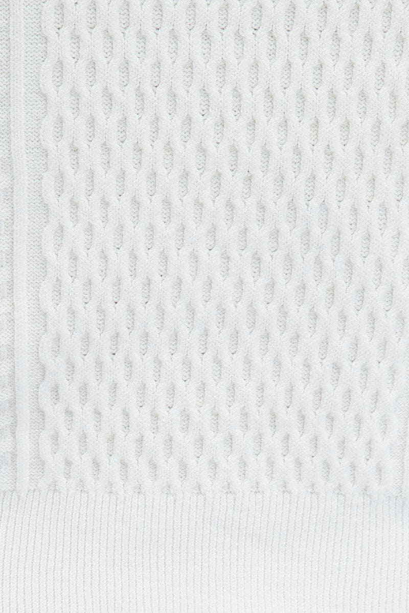 White Cable Knit Shrug And Singlet Top Long Sleeve