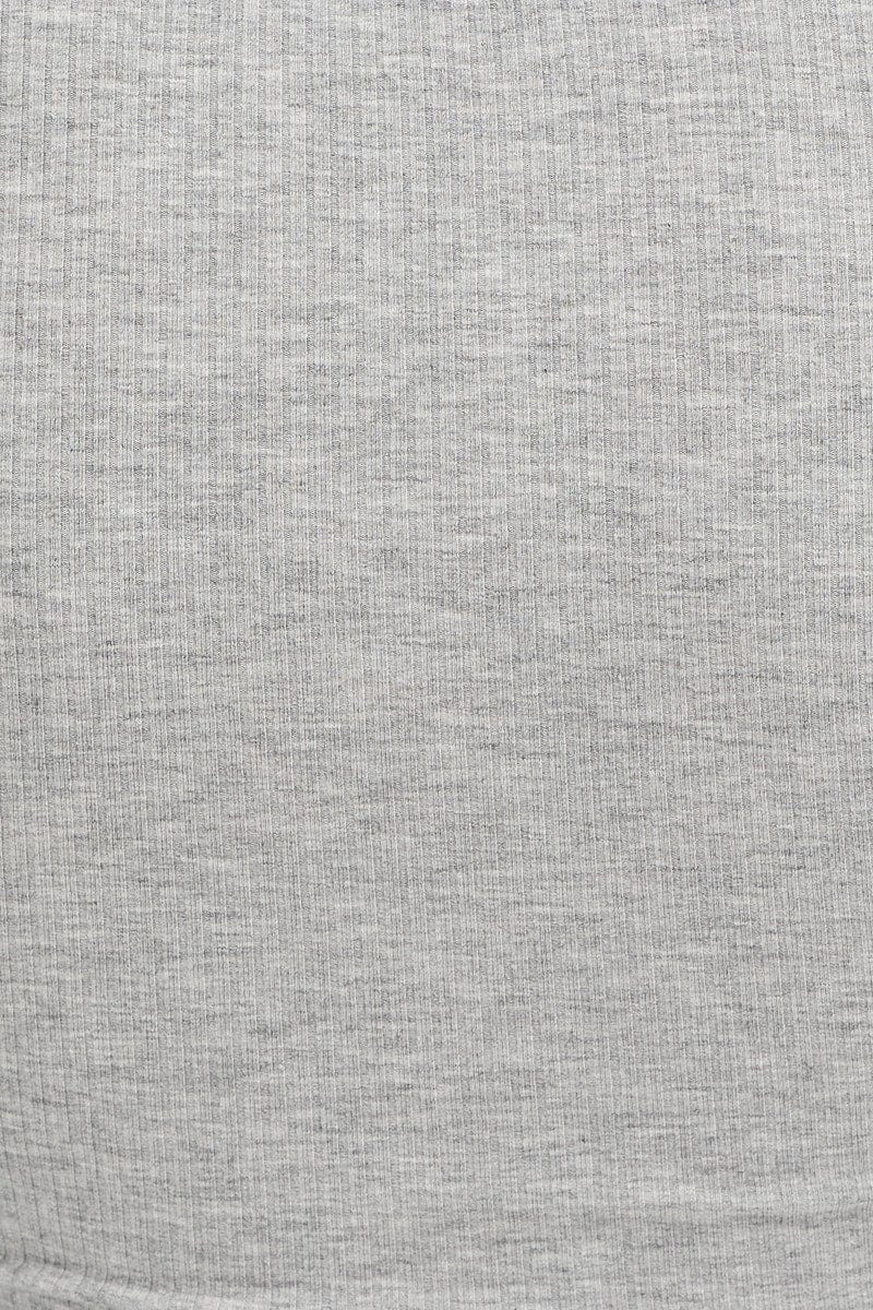 Grey Rib Crop Top Long Sleeve