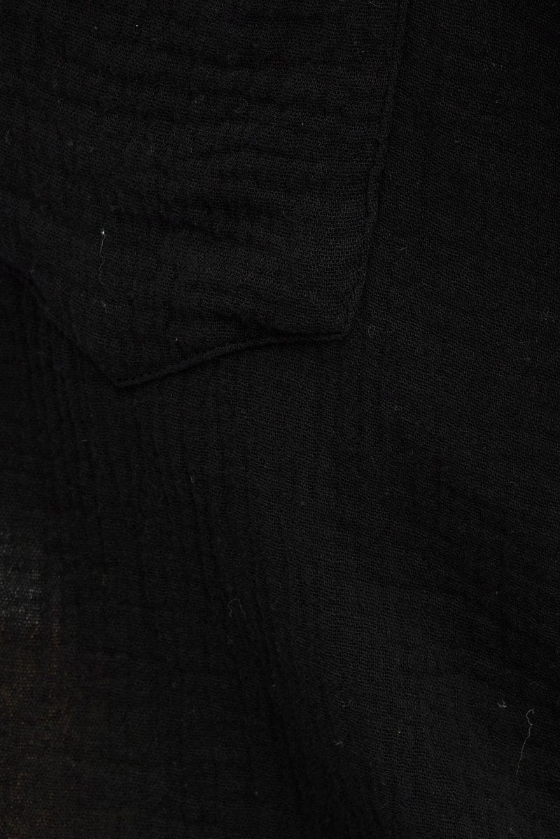 Black Oversized Shirt Long sleeve Collared Neck