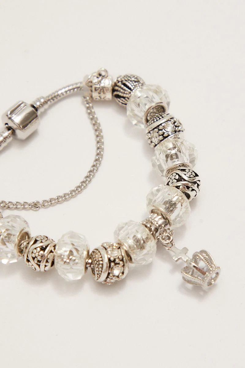 Silver Crown Charm Bracelet