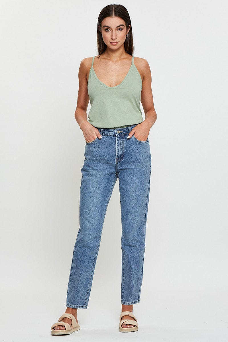 Green Singlet Top Sleeveless