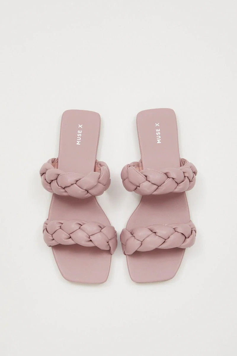 Purple Cassie Braided Strap Flat Mule Sandal
