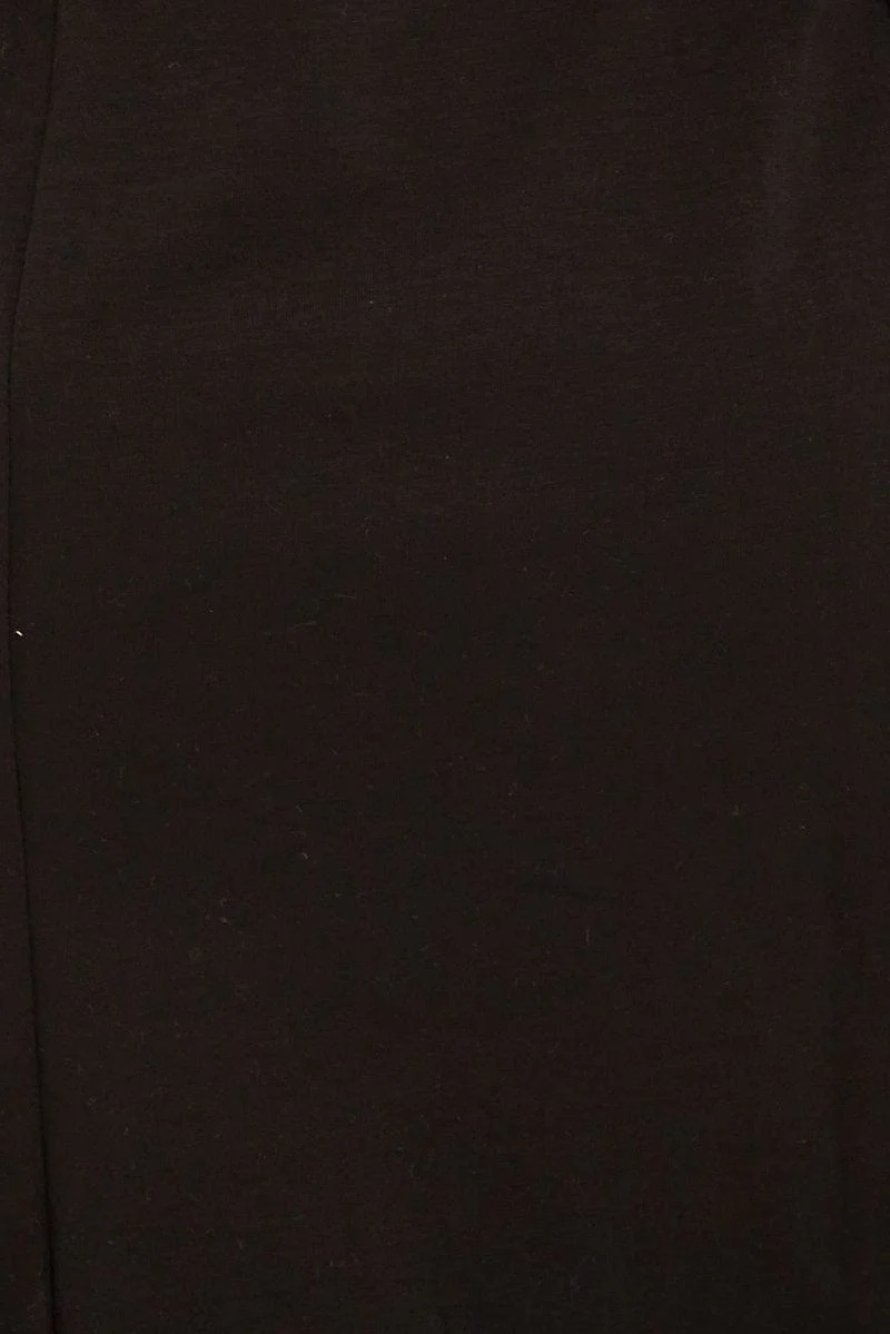 Black Bodycon Dress Front Split Square Scoop Neck