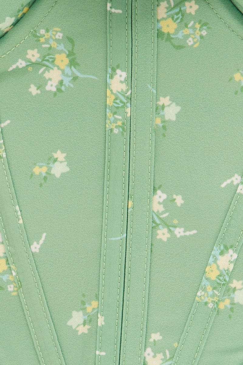 Green Corset Style Crop Top