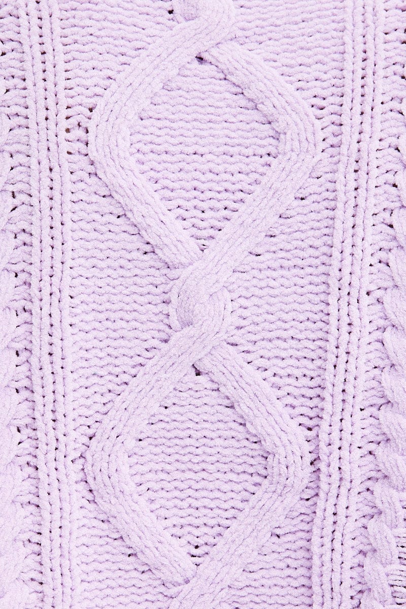 Purple Cable Knit Jumper Long Sleeve