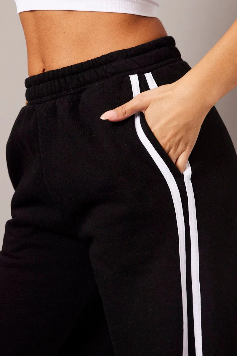 Black Track Pants Wide Leg