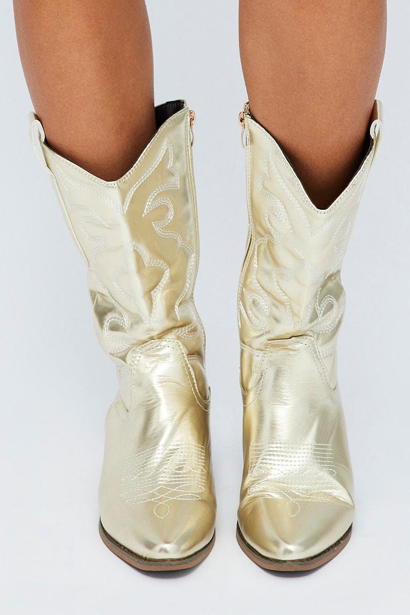 Gold Festival Western Metallic Cowboy Boot