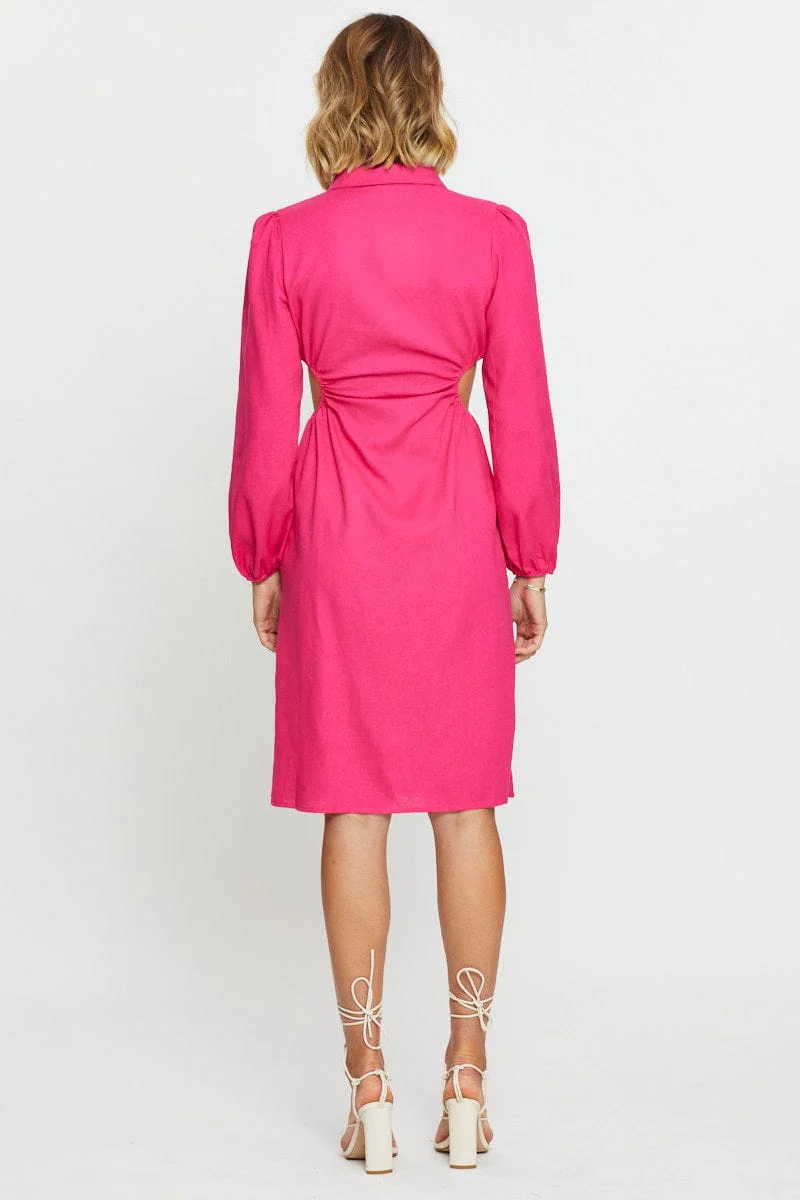 Pink Mini Dress Long Sleeve