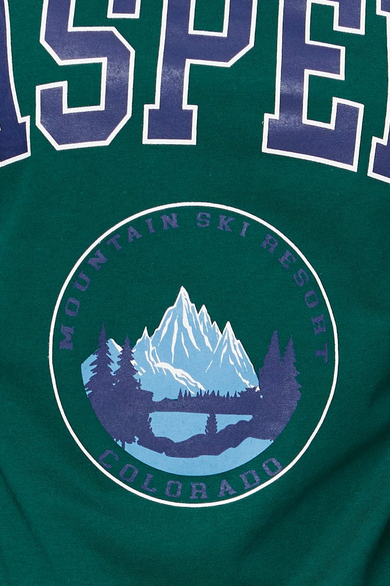 Green Graphic T Shirt Short Sleeve